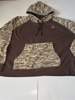 Ariat Men's Brown Hoodie with Tan Camo Accents